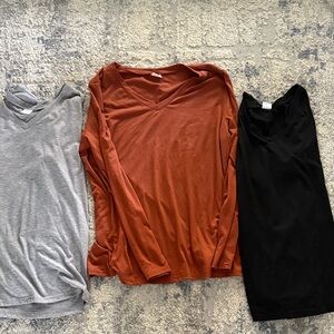 V-Neck Long Sleeve and Sleeveless Tops Set